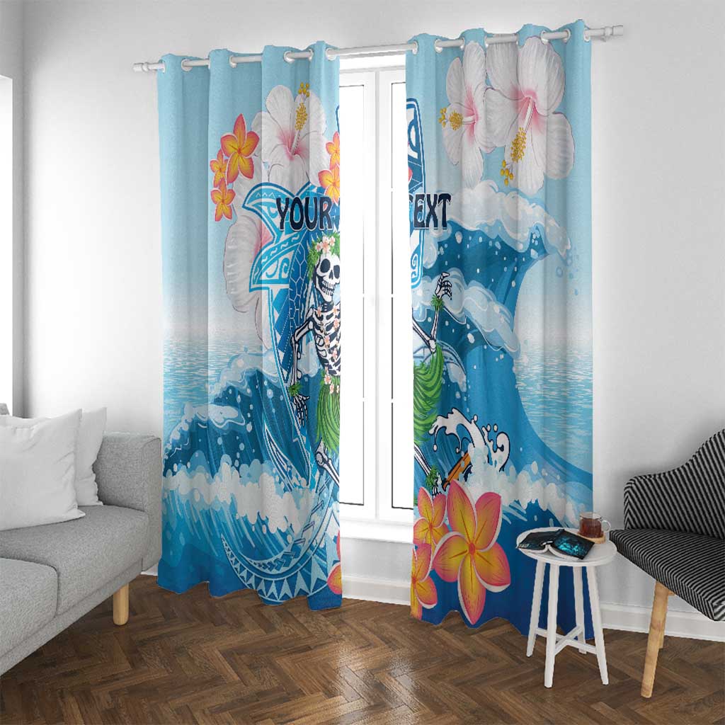 Personalized Hawaii Hula Girl Skeleton Dancing Window Curtain Hibiscus Tribal Shark LT01 With Grommets Blue - Polynesian Pride