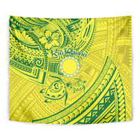 Kia Orana Cook Islands Tapestry Turtle Yellow Green Polynesian Pattern LT01 - Polynesian Pride