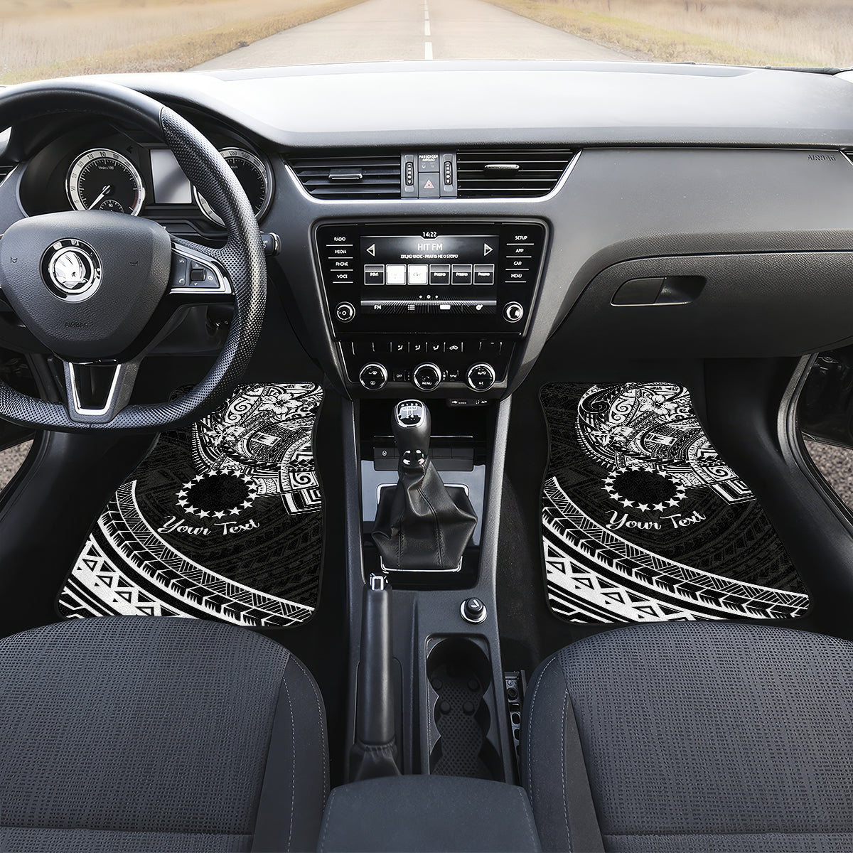 Kia Orana Cook Islands Car Mats Circle Stars With Floral White Pattern LT01 - Polynesian Pride