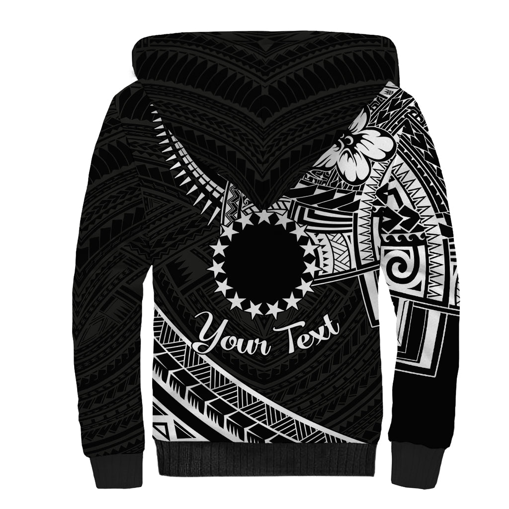 Kia Orana Cook Islands Sherpa Hoodie Circle Stars With Floral White Pattern LT01 - Polynesian Pride