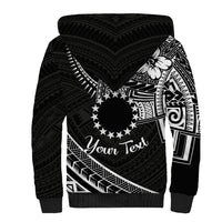 Kia Orana Cook Islands Sherpa Hoodie Circle Stars With Floral White Pattern LT01 - Polynesian Pride