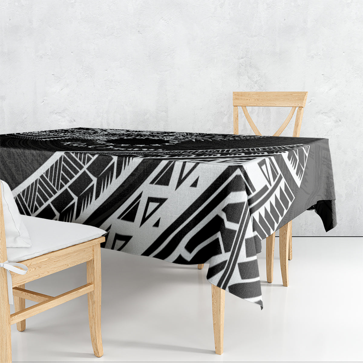 Kia Orana Cook Islands Tablecloth Circle Stars With Floral White Pattern LT01 - Polynesian Pride