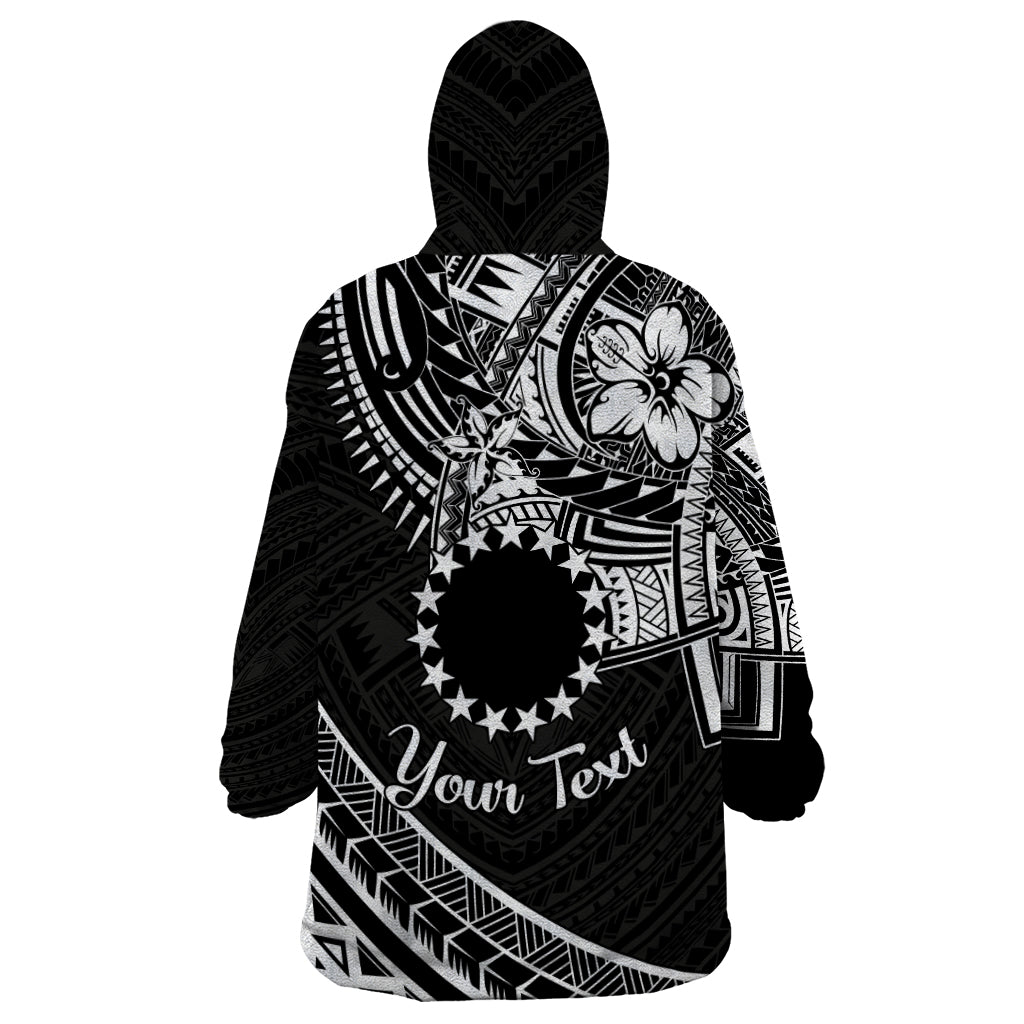 Kia Orana Cook Islands Wearable Blanket Hoodie Circle Stars With Floral White Pattern LT01 - Polynesian Pride
