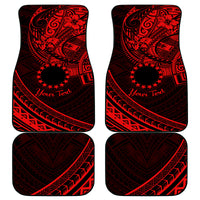 Kia Orana Cook Islands Car Mats Circle Stars With Floral Red Pattern LT01 Red - Polynesian Pride