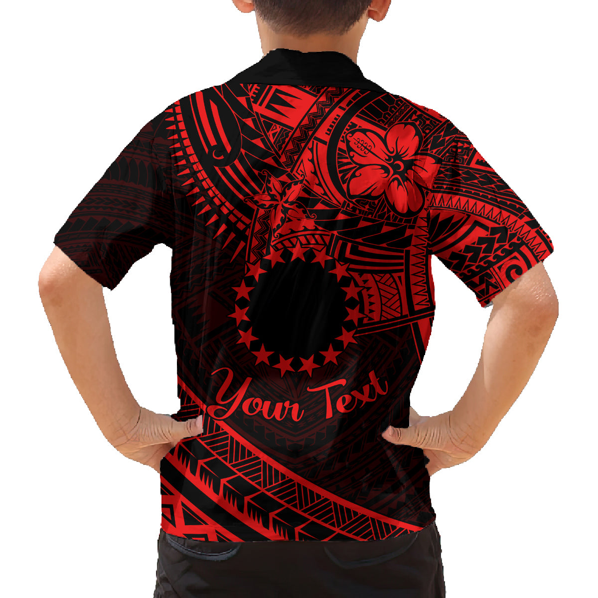 Kia Orana Cook Islands Family Matching Summer Maxi Dress and Hawaiian Shirt Circle Stars With Floral Red Pattern LT01 - Polynesian Pride
