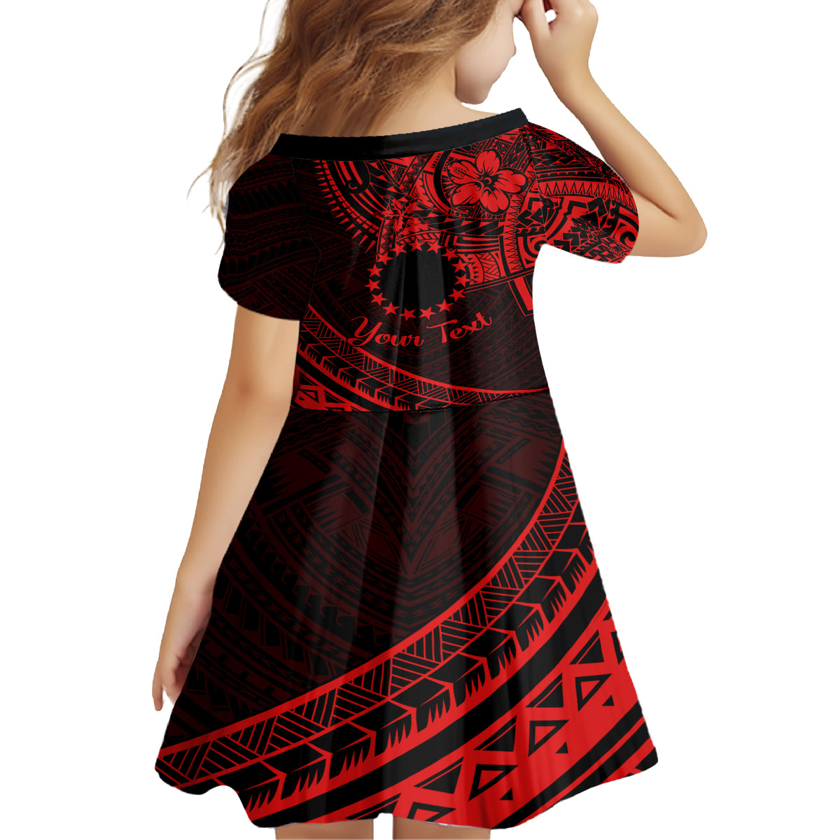 Kia Orana Cook Islands Family Matching Summer Maxi Dress and Hawaiian Shirt Circle Stars With Floral Red Pattern LT01 - Polynesian Pride