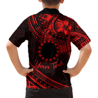 Kia Orana Cook Islands Kid Hawaiian Shirt Circle Stars With Floral Red Pattern LT01 - Polynesian Pride