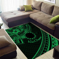 Kia Orana Cook Islands Area Rug Circle Stars With Floral Green Pattern LT01