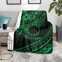 Kia Orana Cook Islands Blanket Circle Stars With Floral Green Pattern LT01