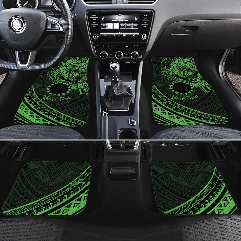Kia Orana Cook Islands Car Mats Circle Stars With Floral Green Pattern LT01