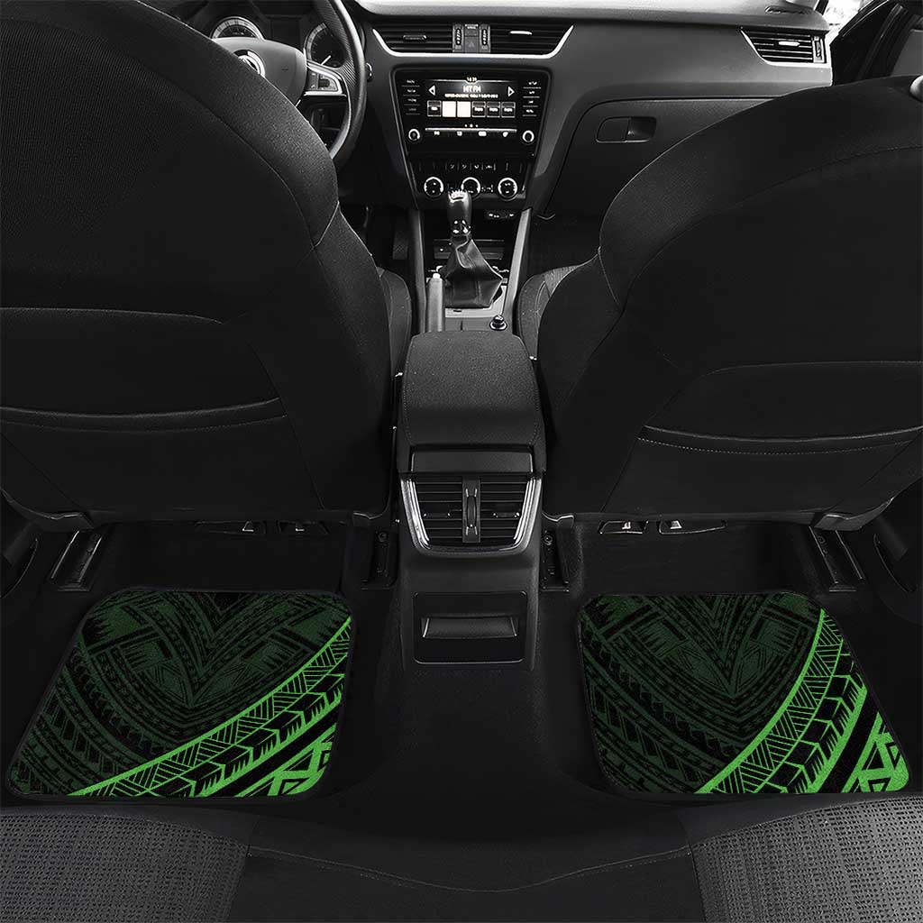 Kia Orana Cook Islands Car Mats Circle Stars With Floral Green Pattern LT01