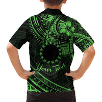 Kia Orana Cook Islands Family Matching Summer Maxi Dress and Hawaiian Shirt Circle Stars With Floral Green Pattern LT01 - Polynesian Pride
