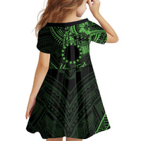 Kia Orana Cook Islands Family Matching Summer Maxi Dress and Hawaiian Shirt Circle Stars With Floral Green Pattern LT01 - Polynesian Pride