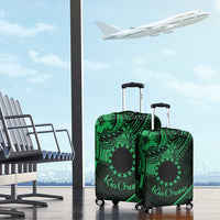 Kia Orana Cook Islands Luggage Cover Circle Stars With Floral Green Pattern LT01