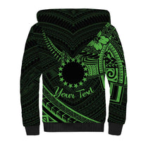 Kia Orana Cook Islands Sherpa Hoodie Circle Stars With Floral Green Pattern LT01