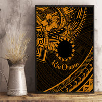 Kia Orana Cook Islands Canvas Wall Art Circle Stars With Floral Gold Pattern LT01 - Polynesian Pride