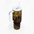 Kia Orana Cook Islands Tumbler With Handle Circle Stars With Floral Gold Pattern