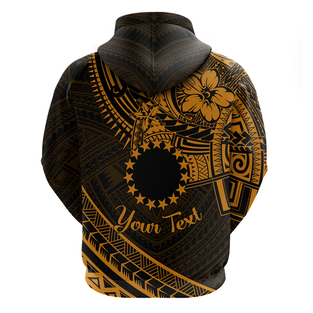 Kia Orana Cook Islands Zip Hoodie Circle Stars With Floral Gold Pattern LT01 - Polynesian Pride