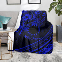 Kia Orana Cook Islands Blanket Circle Stars With Floral Navy Blue Pattern LT01 - Polynesian Pride