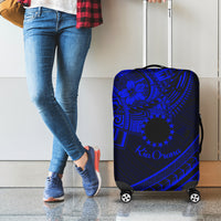 Kia Orana Cook Islands Luggage Cover Circle Stars With Floral Navy Blue Pattern LT01 - Polynesian Pride