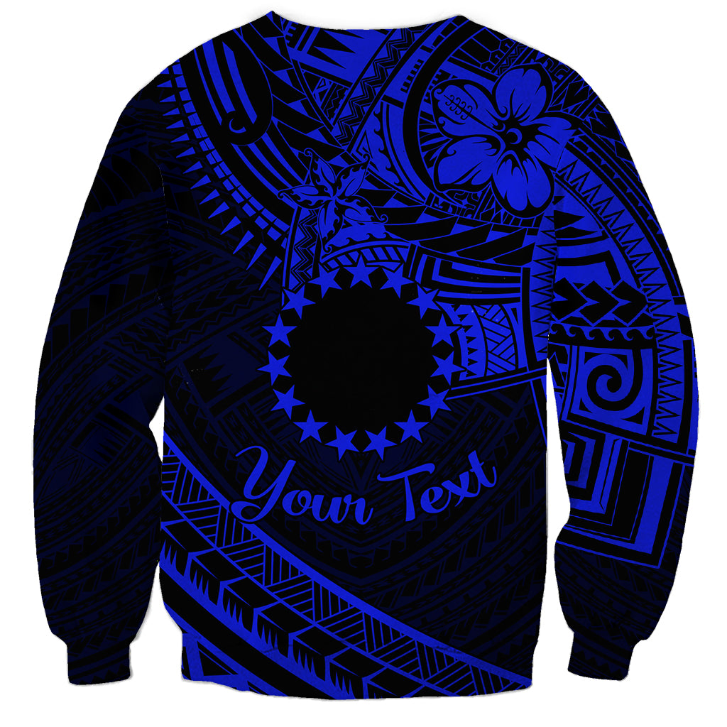 Kia Orana Cook Islands Sweatshirt Circle Stars With Floral Navy Blue Pattern LT01 - Polynesian Pride