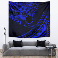 Kia Orana Cook Islands Tapestry Circle Stars With Floral Navy Blue Pattern LT01 - Polynesian Pride