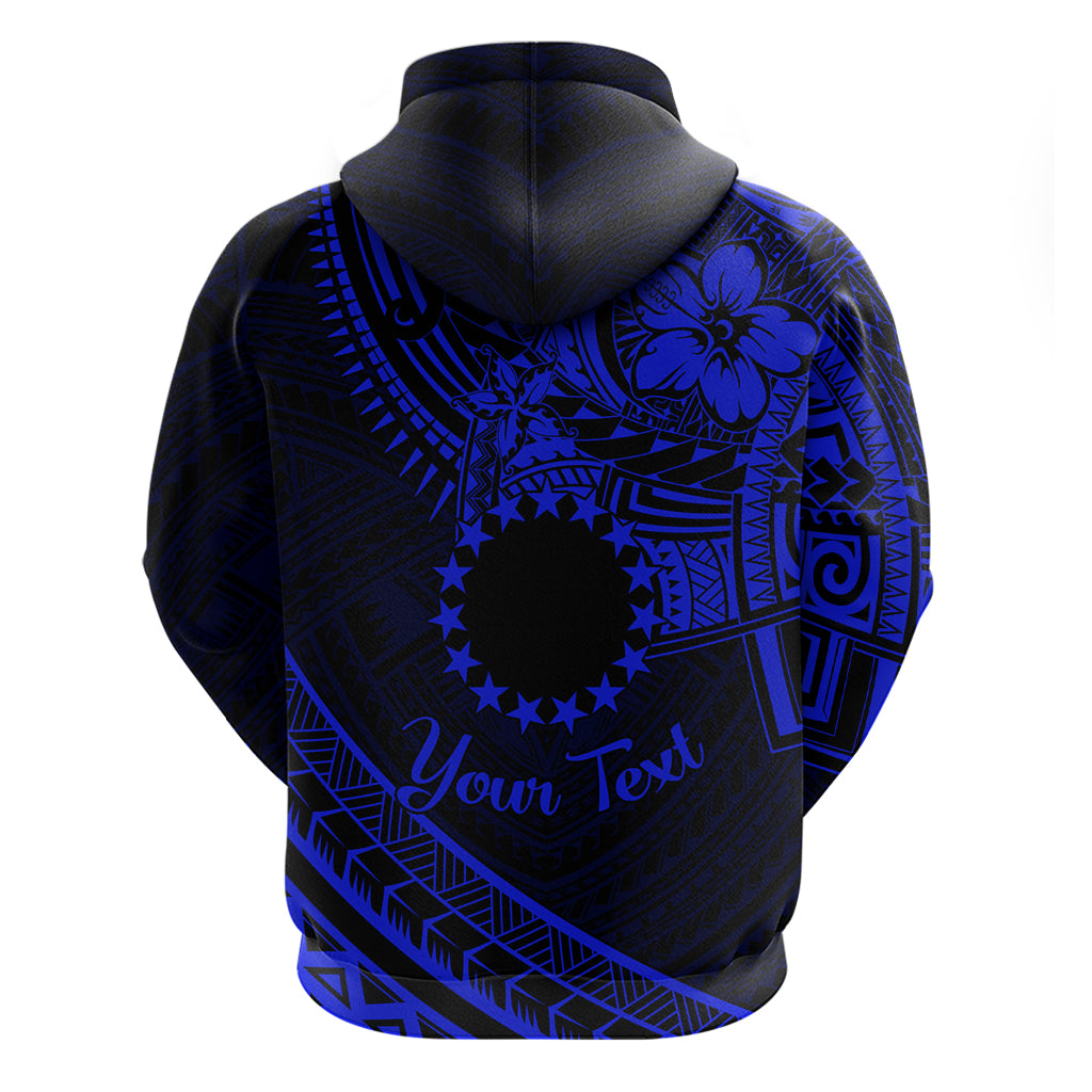 Kia Orana Cook Islands Zip Hoodie Circle Stars With Floral Navy Blue Pattern LT01 - Polynesian Pride