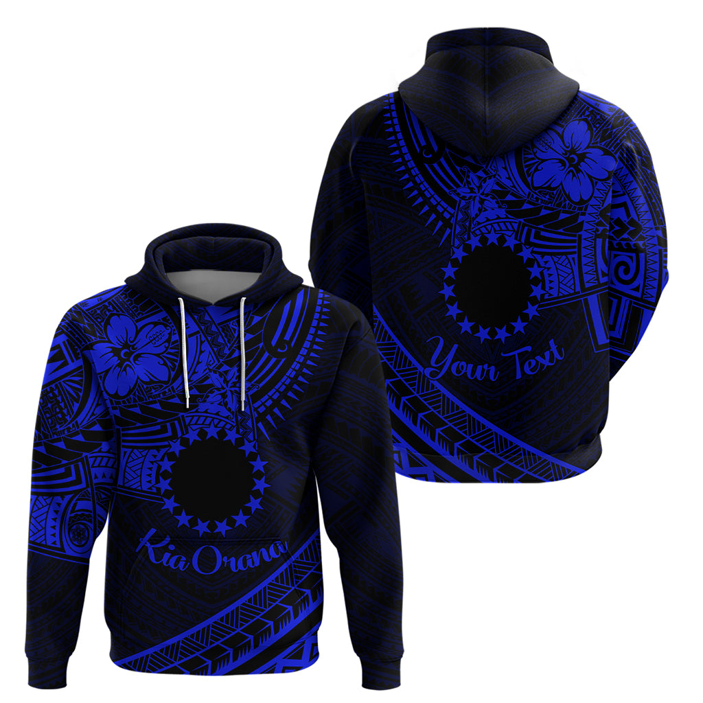 Kia Orana Cook Islands Zip Hoodie Circle Stars With Floral Navy Blue Pattern LT01 - Polynesian Pride