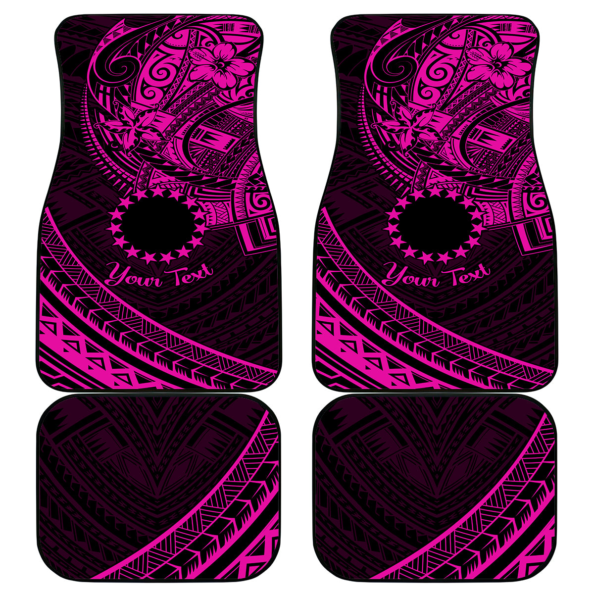 Kia Orana Cook Islands Car Mats Circle Stars With Floral Pink Pattern LT01 Pink - Polynesian Pride