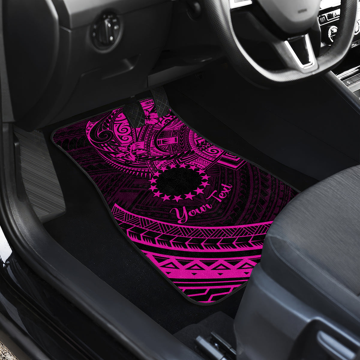 Kia Orana Cook Islands Car Mats Circle Stars With Floral Pink Pattern LT01 - Polynesian Pride