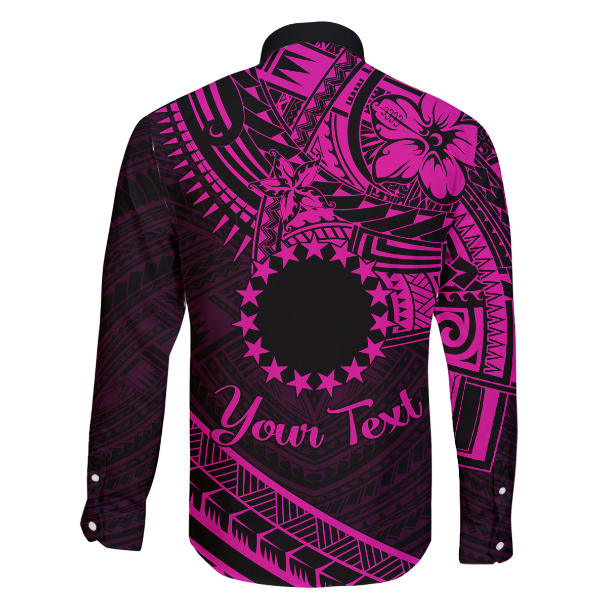 Kia Orana Cook Islands Family Matching Puletasi Dress and Hawaiian Shirt Circle Stars With Floral Pink Pattern LT01 - Polynesian Pride
