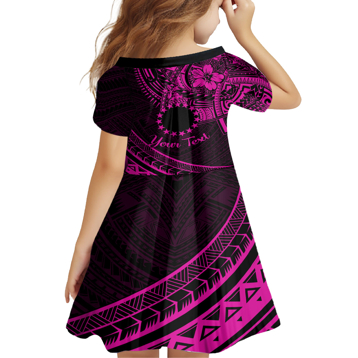 Kia Orana Cook Islands Family Matching Summer Maxi Dress and Hawaiian Shirt Circle Stars With Floral Pink Pattern LT01 - Polynesian Pride