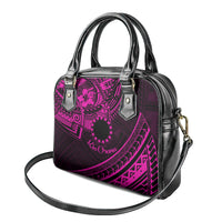 Kia Orana Cook Islands Shoulder Handbag Circle Stars With Floral Pink Pattern LT01 - Polynesian Pride