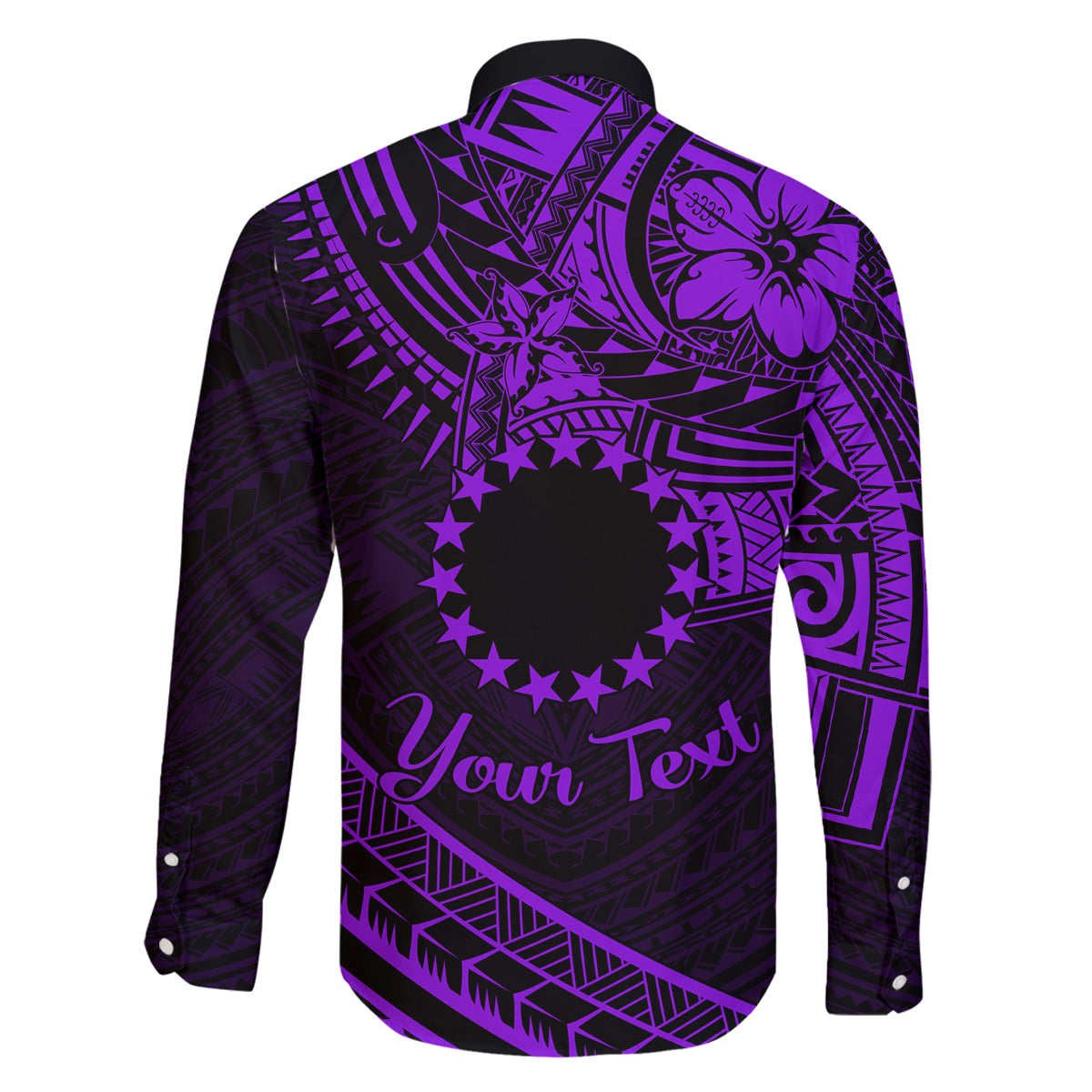 Kia Orana Cook Islands Family Matching Long Sleeve Bodycon Dress and Hawaiian Shirt Circle Stars With Floral Purple Pattern LT01 - Polynesian Pride
