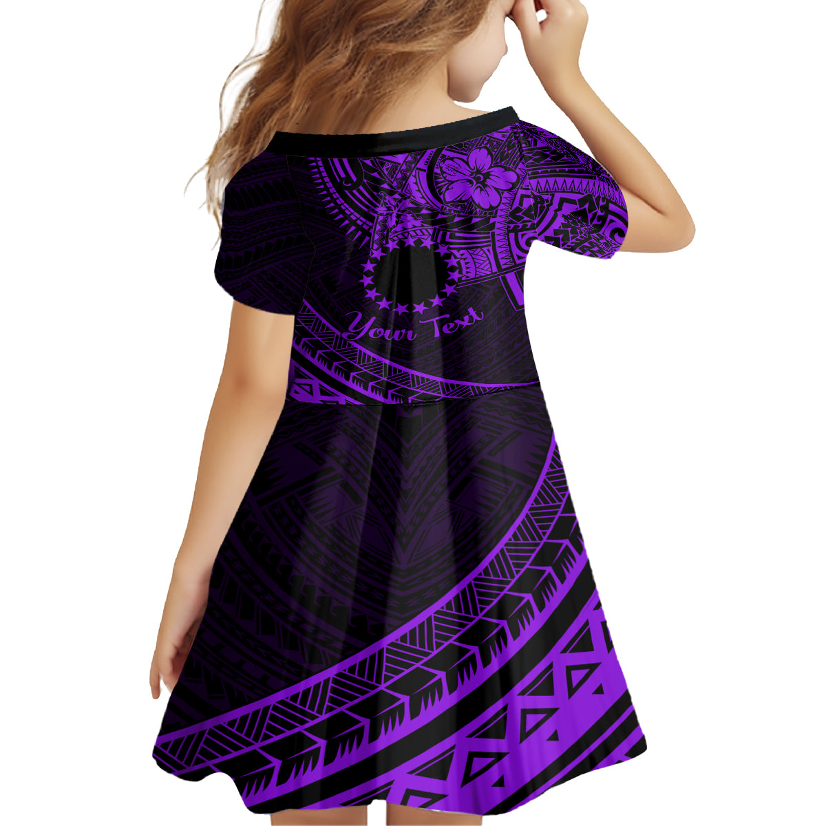 Kia Orana Cook Islands Family Matching Off Shoulder Maxi Dress and Hawaiian Shirt Circle Stars With Floral Purple Pattern LT01 - Polynesian Pride