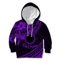 Kia Orana Cook Islands Kid Hoodie Circle Stars With Floral Purple Pattern LT01 Hoodie Purple - Polynesian Pride