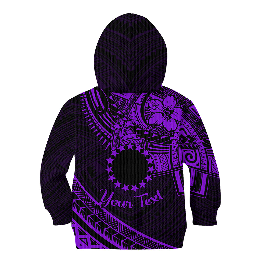 Kia Orana Cook Islands Kid Hoodie Circle Stars With Floral Purple Pattern LT01 - Polynesian Pride