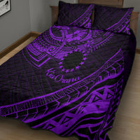 Kia Orana Cook Islands Quilt Bed Set Circle Stars With Floral Purple Pattern LT01 - Polynesian Pride