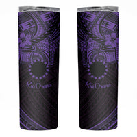 Kia Orana Cook Islands Skinny Tumbler Circle Stars With Floral Purple Pattern