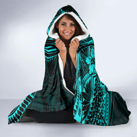 Kia Orana Cook Islands Hooded Blanket Circle Stars With Floral Turquoise Pattern LT01 - Polynesian Pride