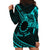 Kia Orana Cook Islands Hoodie Dress Circle Stars With Floral Turquoise Pattern LT01 - Polynesian Pride