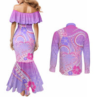 Polynesian Shark Valentine Couples Matching Mermaid Dress and Long Sleeve Button Shirt Sweet Unique Version LT01 - Polynesian Pride