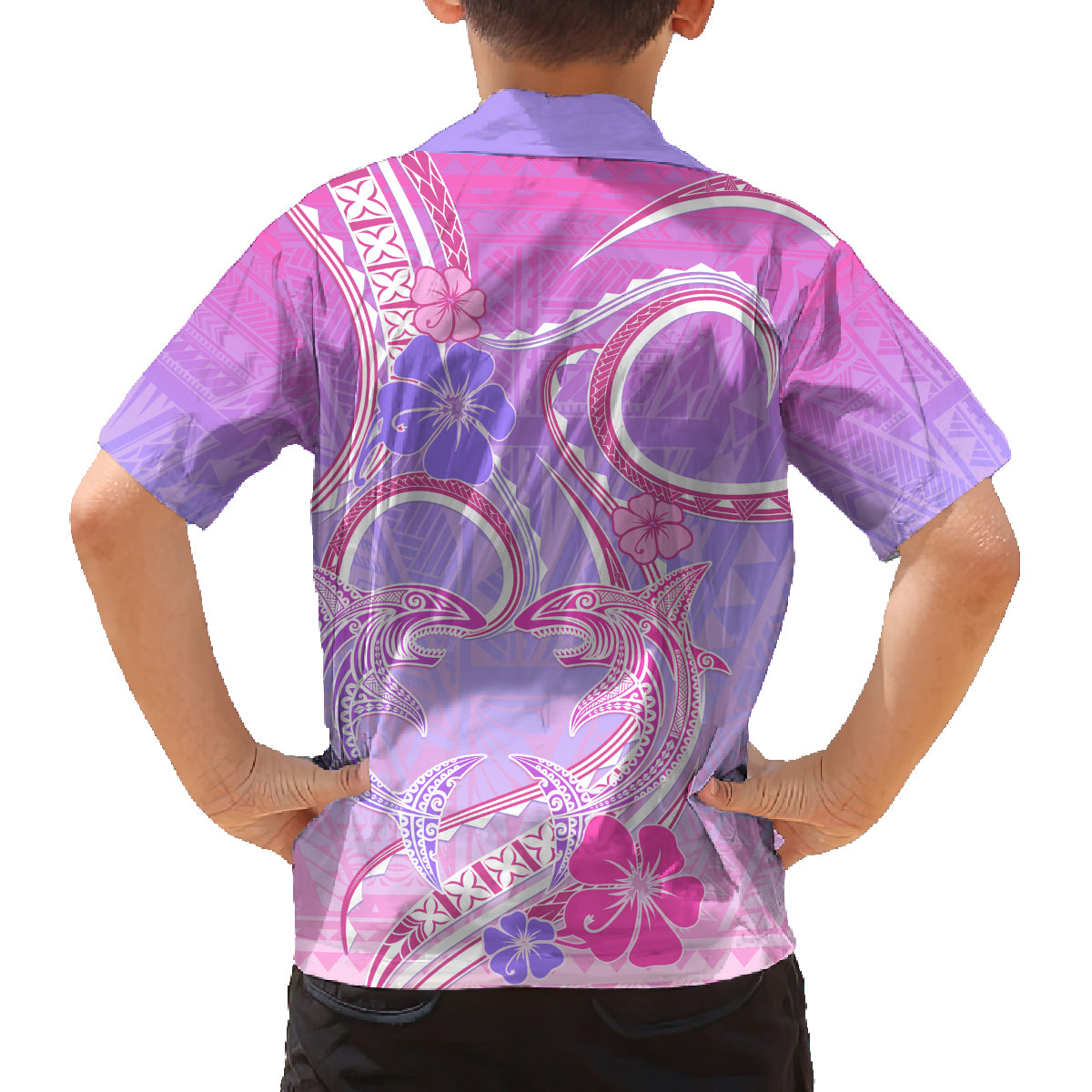 Polynesian Shark Valentine Family Matching Long Sleeve Bodycon Dress and Hawaiian Shirt Sweet Unique Version LT01 - Polynesian Pride