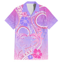 Polynesian Shark Valentine Family Matching Tank Maxi Dress and Hawaiian Shirt Sweet Unique Version LT01 Dad's Shirt - Short Sleeve Pink - Polynesian Pride