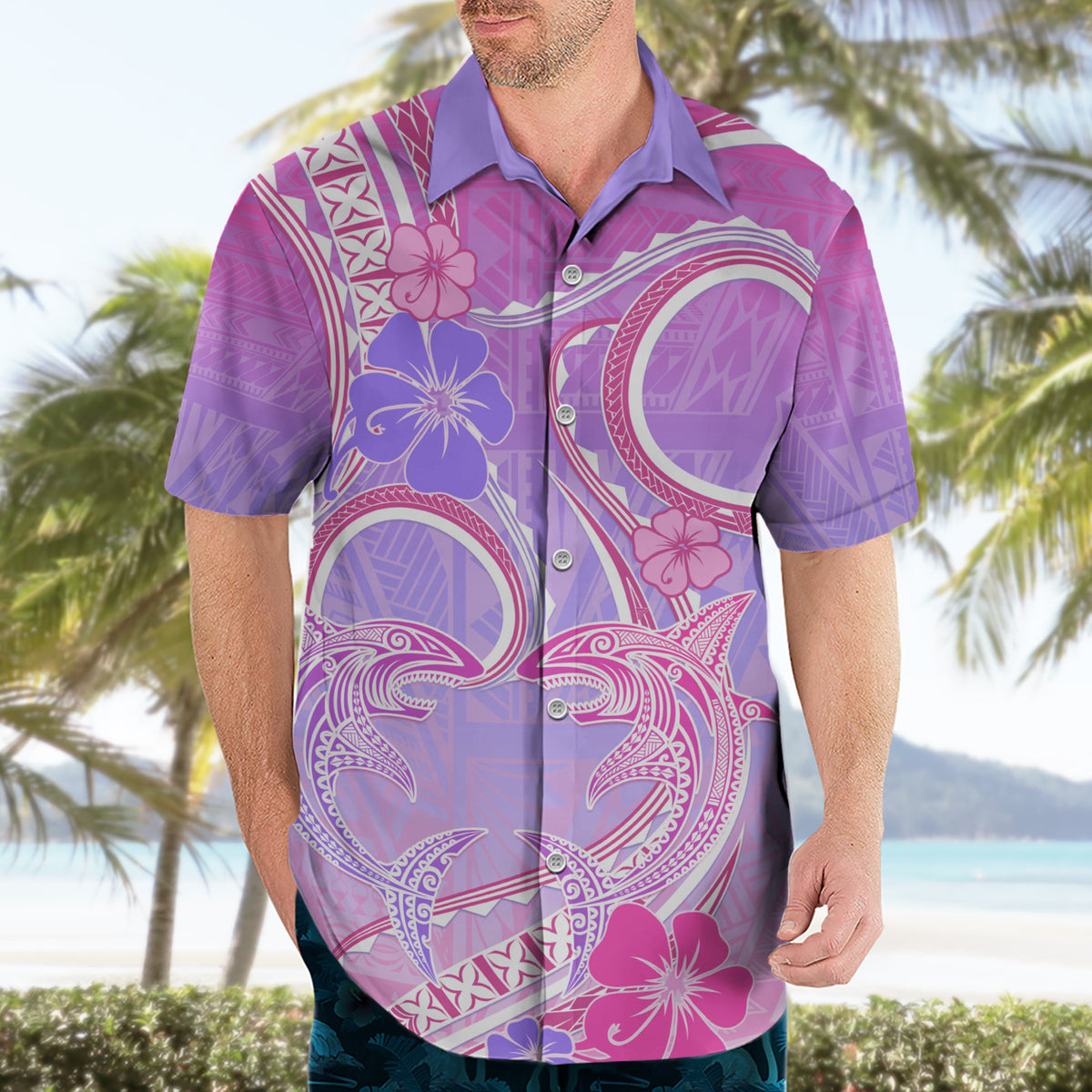 Polynesian Shark Valentine Hawaiian Shirt Sweet Unique Version LT01 - Polynesian Pride