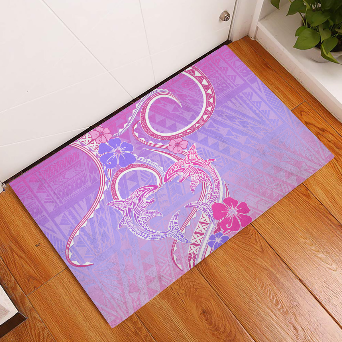 Polynesian Shark Valentine Rubber Doormat Sweet Unique Version LT01 Pink - Polynesian Pride