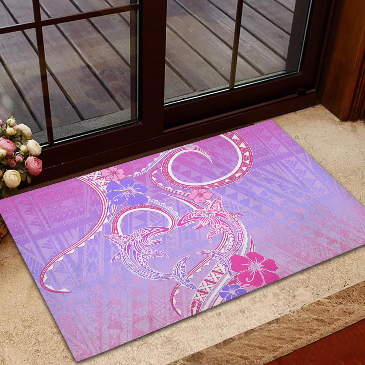 Polynesian Shark Valentine Rubber Doormat Sweet Unique Version LT01 - Polynesian Pride