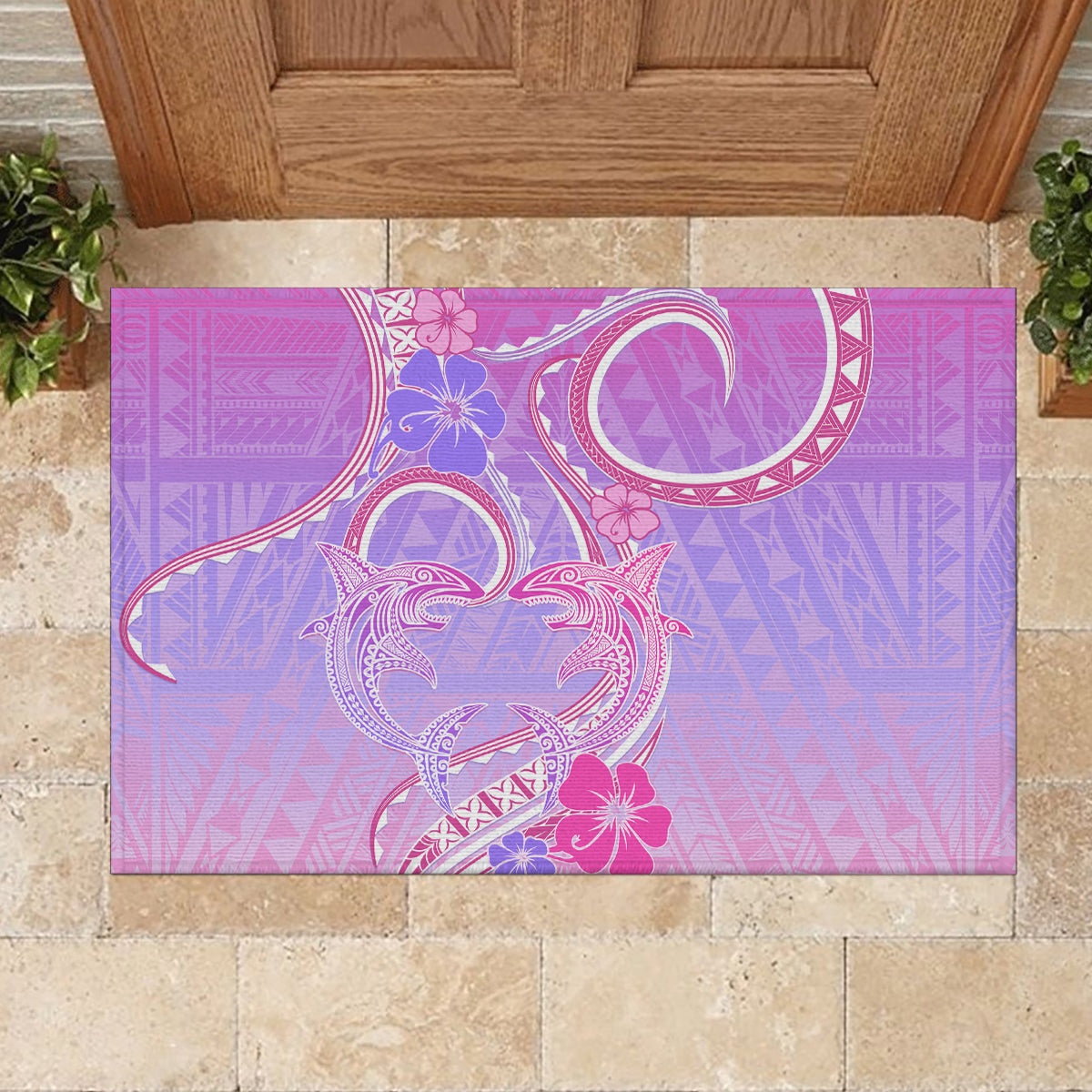 Polynesian Shark Valentine Rubber Doormat Sweet Unique Version LT01 - Polynesian Pride