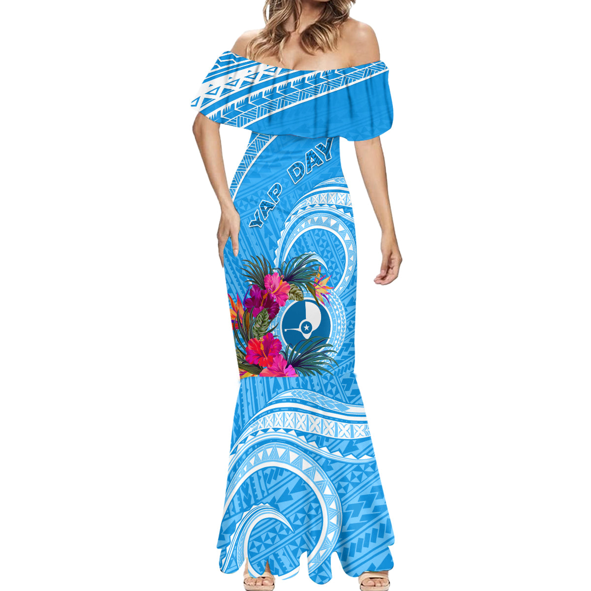 Yap Day Mermaid Dress Nam nu Waqab Tropical Flower LT01 - Polynesian Pride