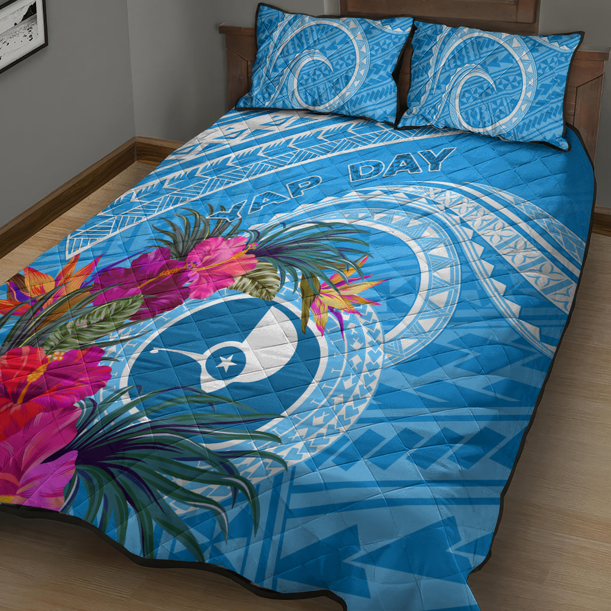 Yap Day Quilt Bed Set Nam nu Waqab Tropical Flower